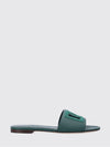 grained leather sliders with rhinestone monogram