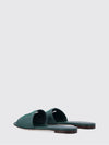 grained leather sliders with rhinestone monogram