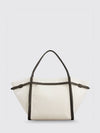 medium canvas and leather shopping bag