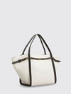 medium canvas and leather shopping bag