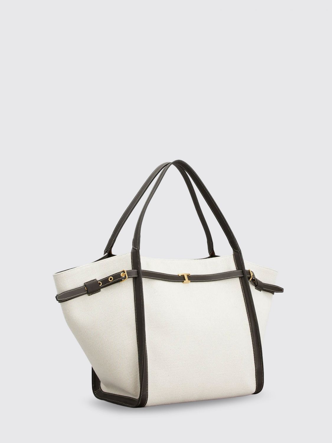 medium canvas and leather shopping bag
