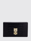 crocodile print leather clutch