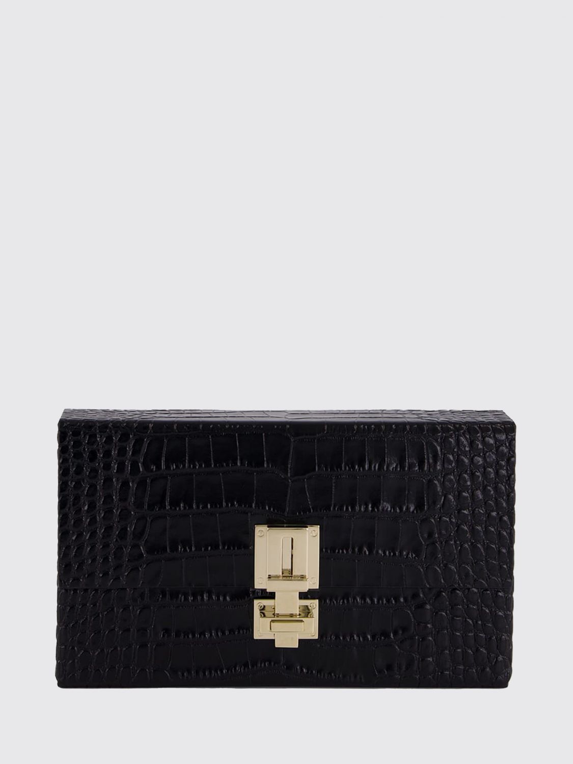 crocodile print leather clutch