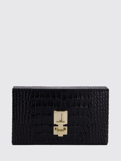 crocodile print leather clutch