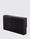 crocodile print leather clutch