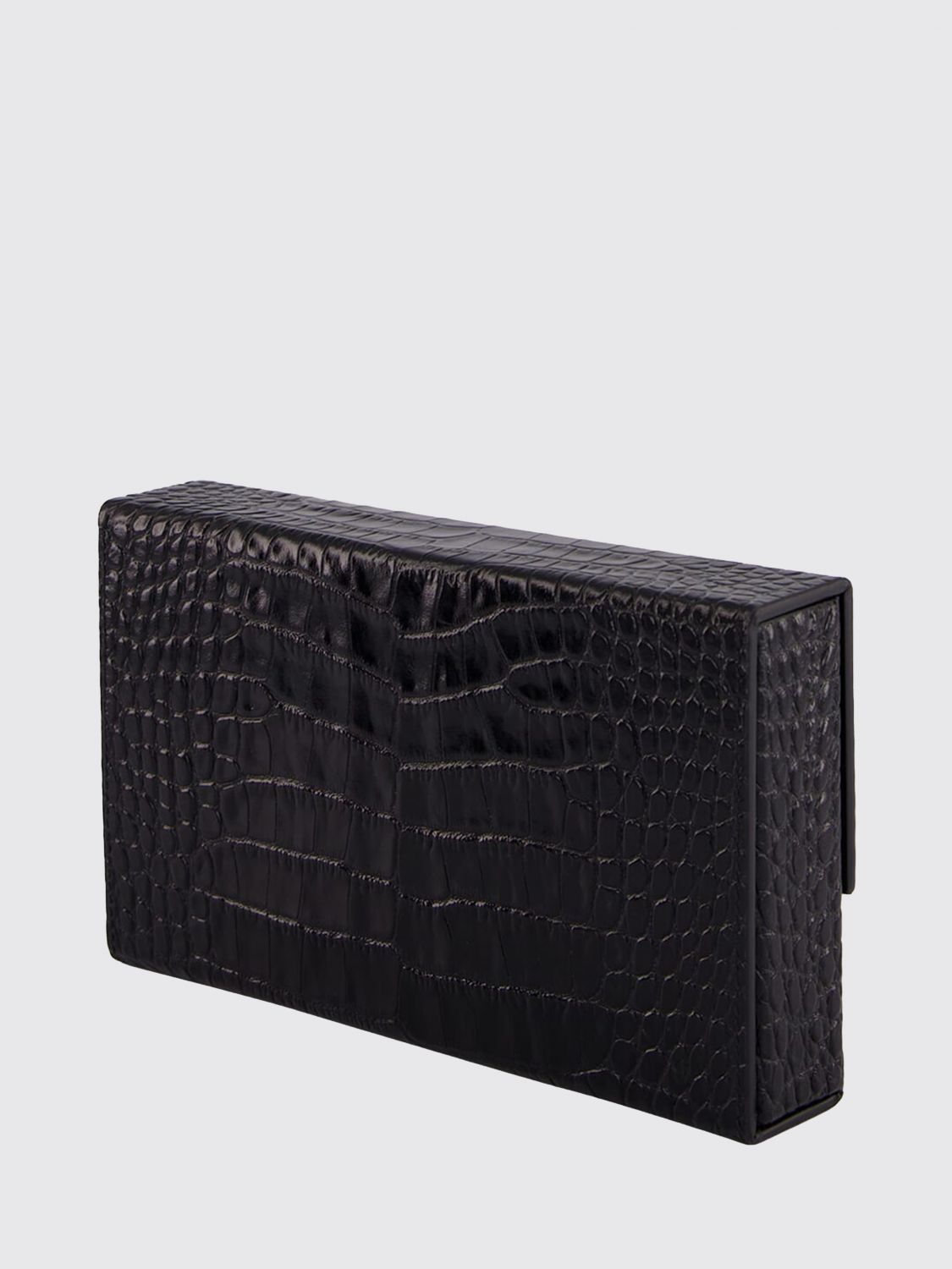 crocodile print leather clutch