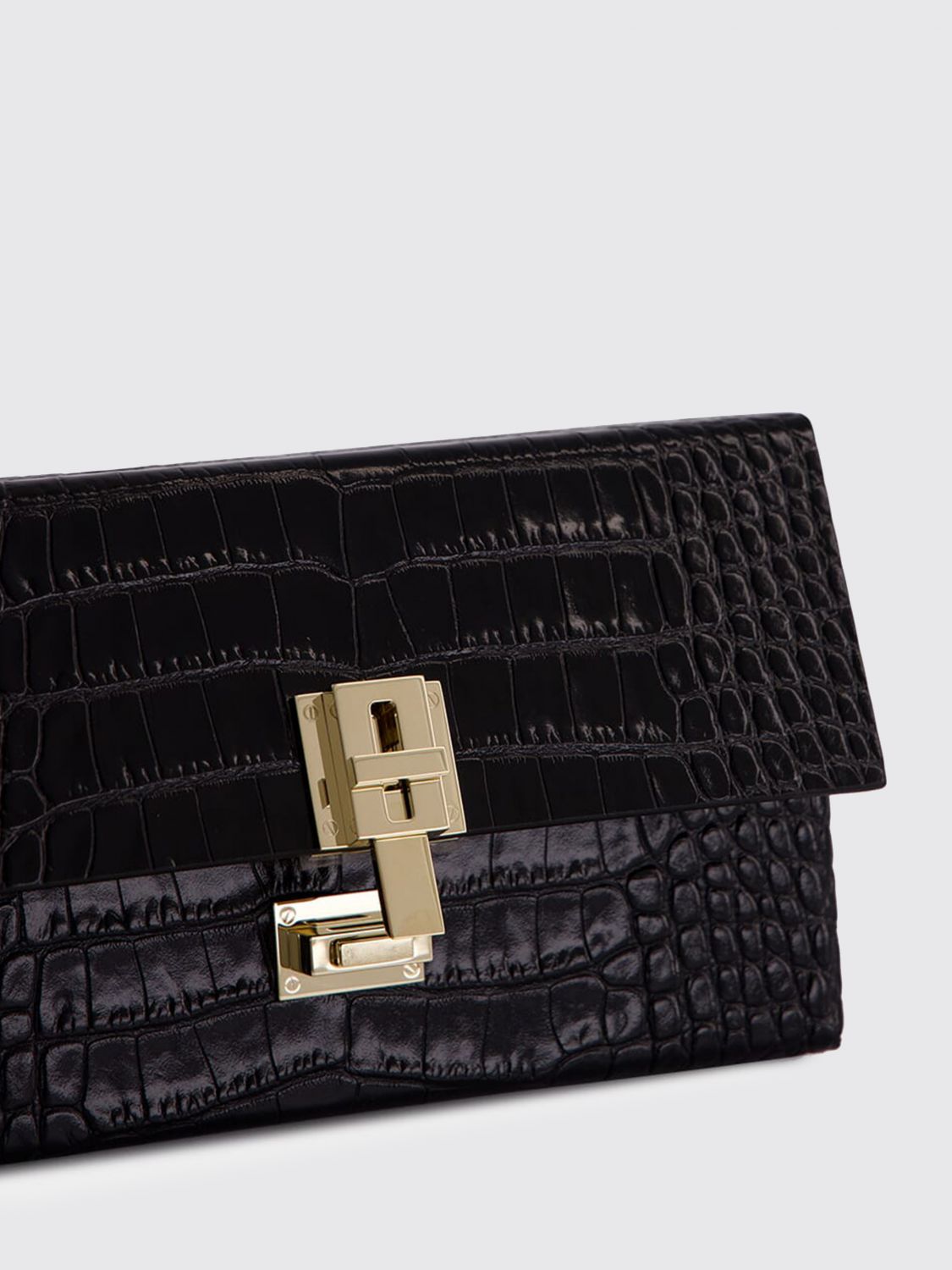crocodile print leather clutch