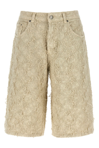 becky fur denim cotton denim bermuda shorts