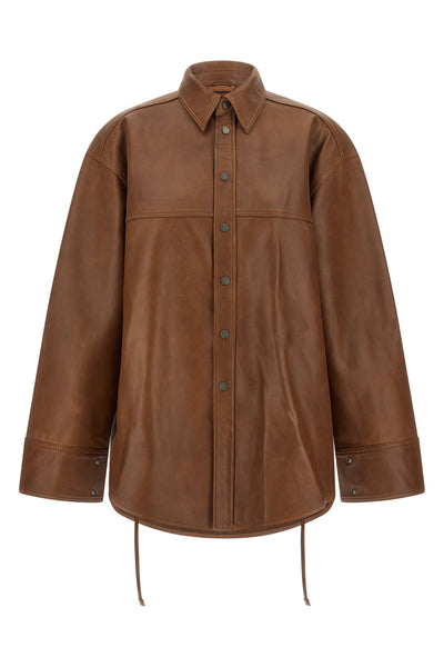 the victoria l silky leather overshirt by haikure redefines the volumes of the c