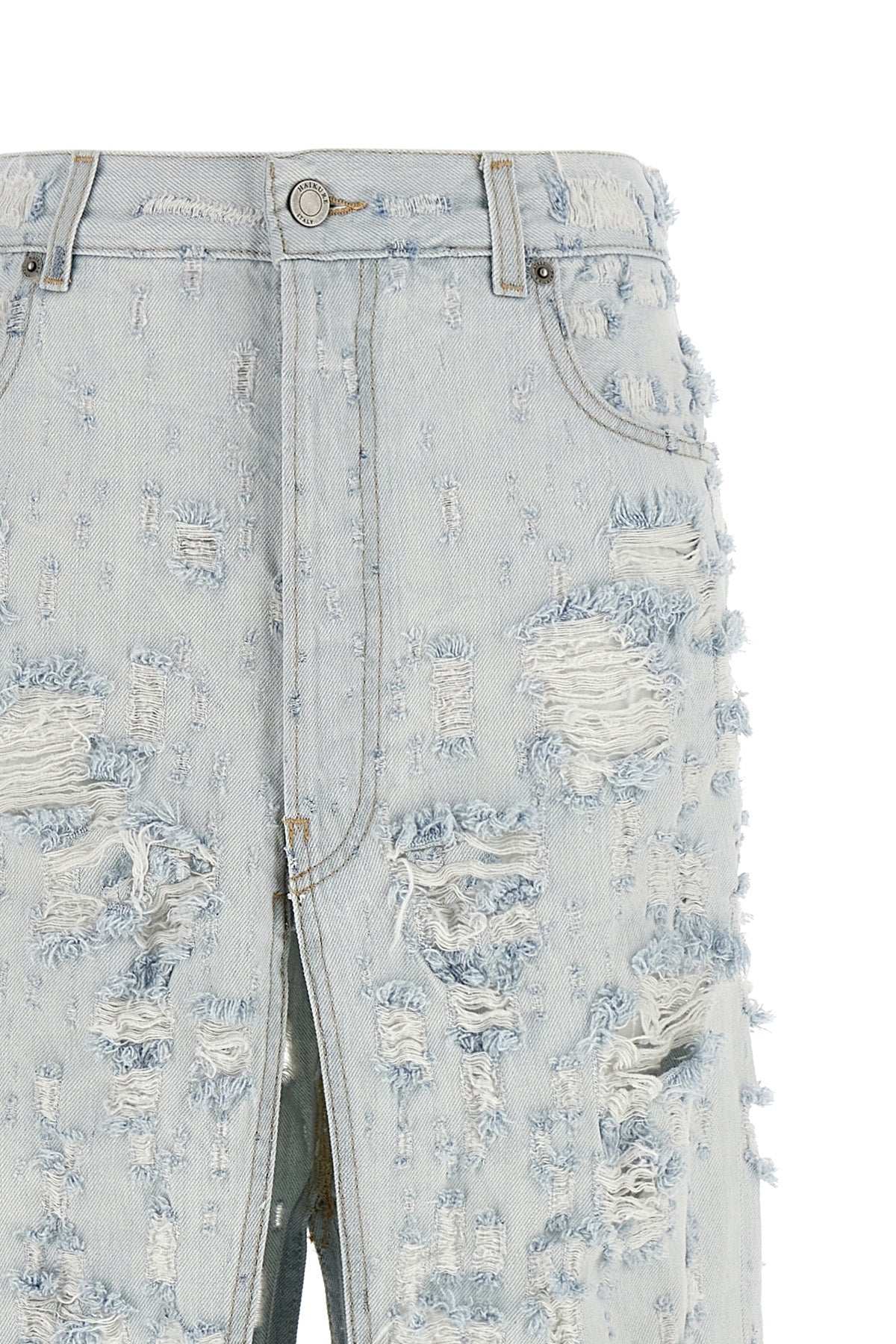 gana long skirt in destroyed cotton denim