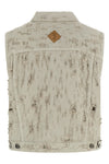 used-effect ryder bull destroy cotton denim vest