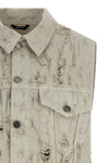used-effect ryder bull destroy cotton denim vest