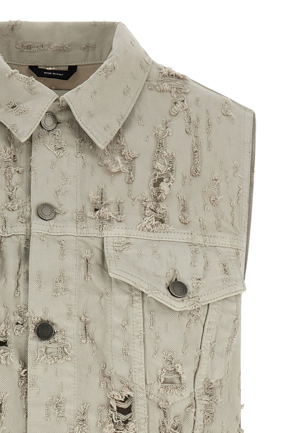 used-effect ryder bull destroy cotton denim vest