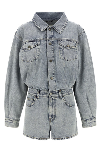 elle authentic lax short leg jumpsuit in cotton denim