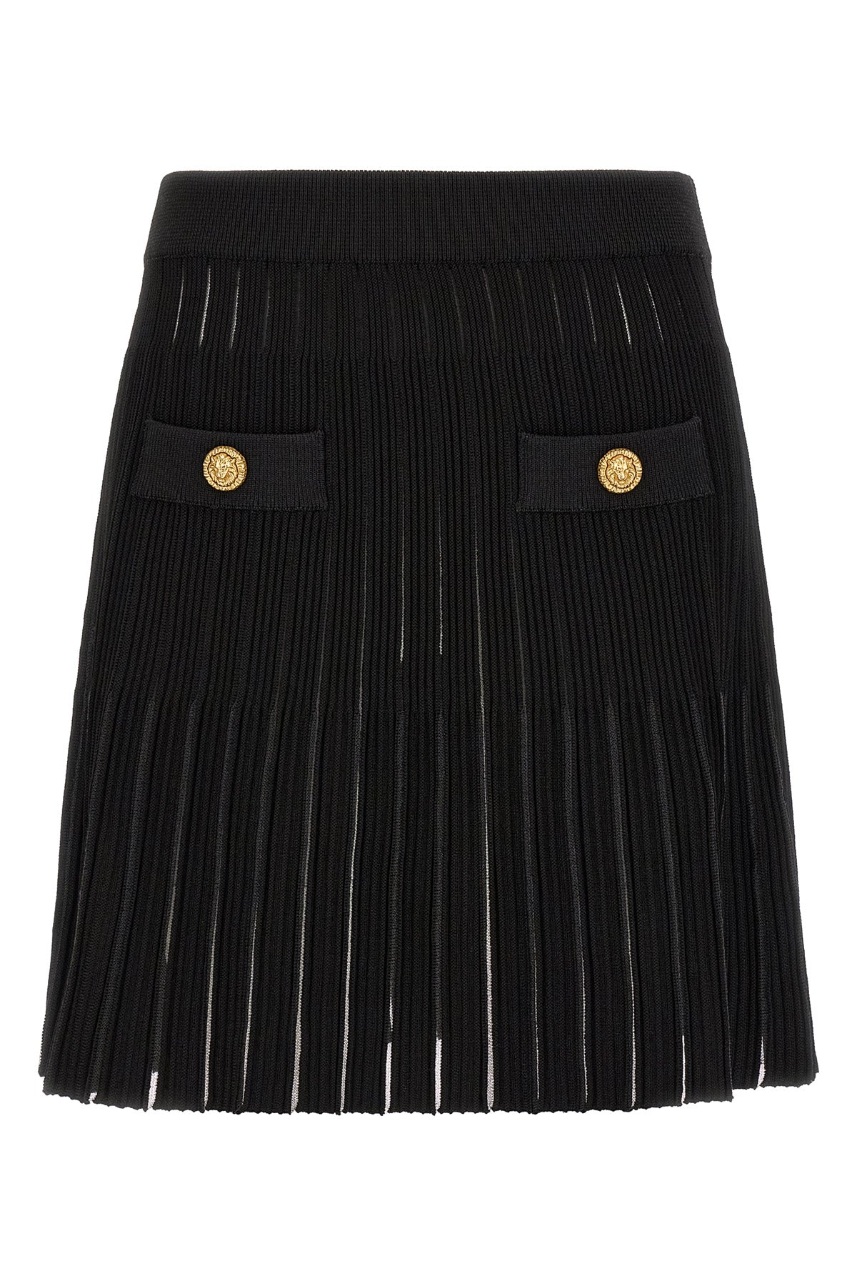 the balmain flared skirt in structured knit redefines the codes of contemporary
