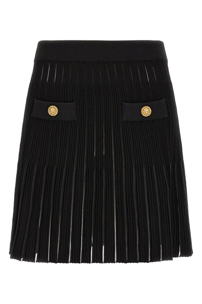 the balmain flared skirt in structured knit redefines the codes of contemporary