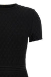 the flared balmain skater dress redefines knitwear codes through an hourglass