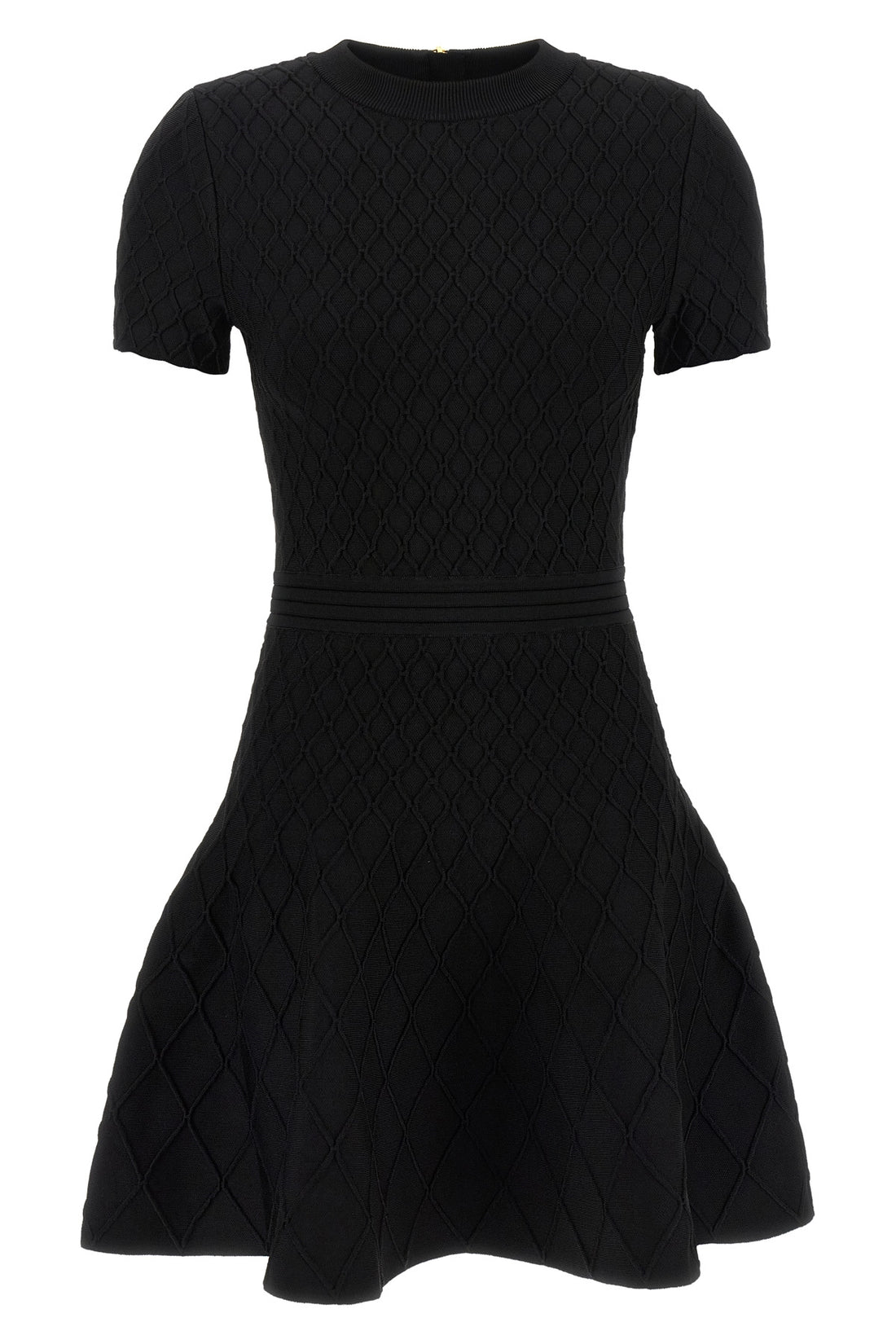 BALMAIN 34 the flared balmain skater dress redefines knitwear codes through an hourglass