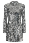 the balmain mini dress is distinguished by a tight silhouette entirely covered