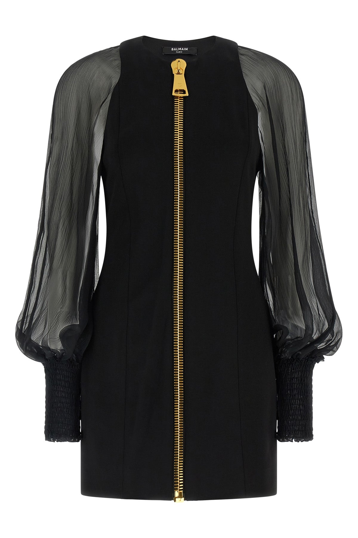 the balmain black mini dress redefines the codes of elegance through a sophistic