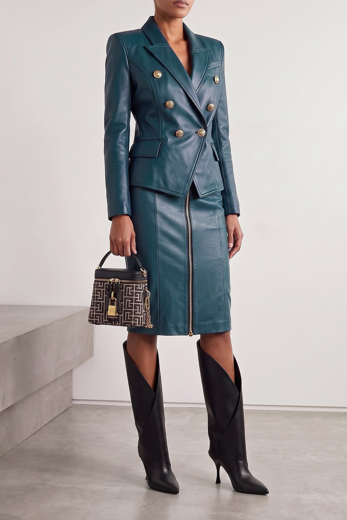 the balmain double-breasted blazer in pure blue lambskin defines a sartorial sil