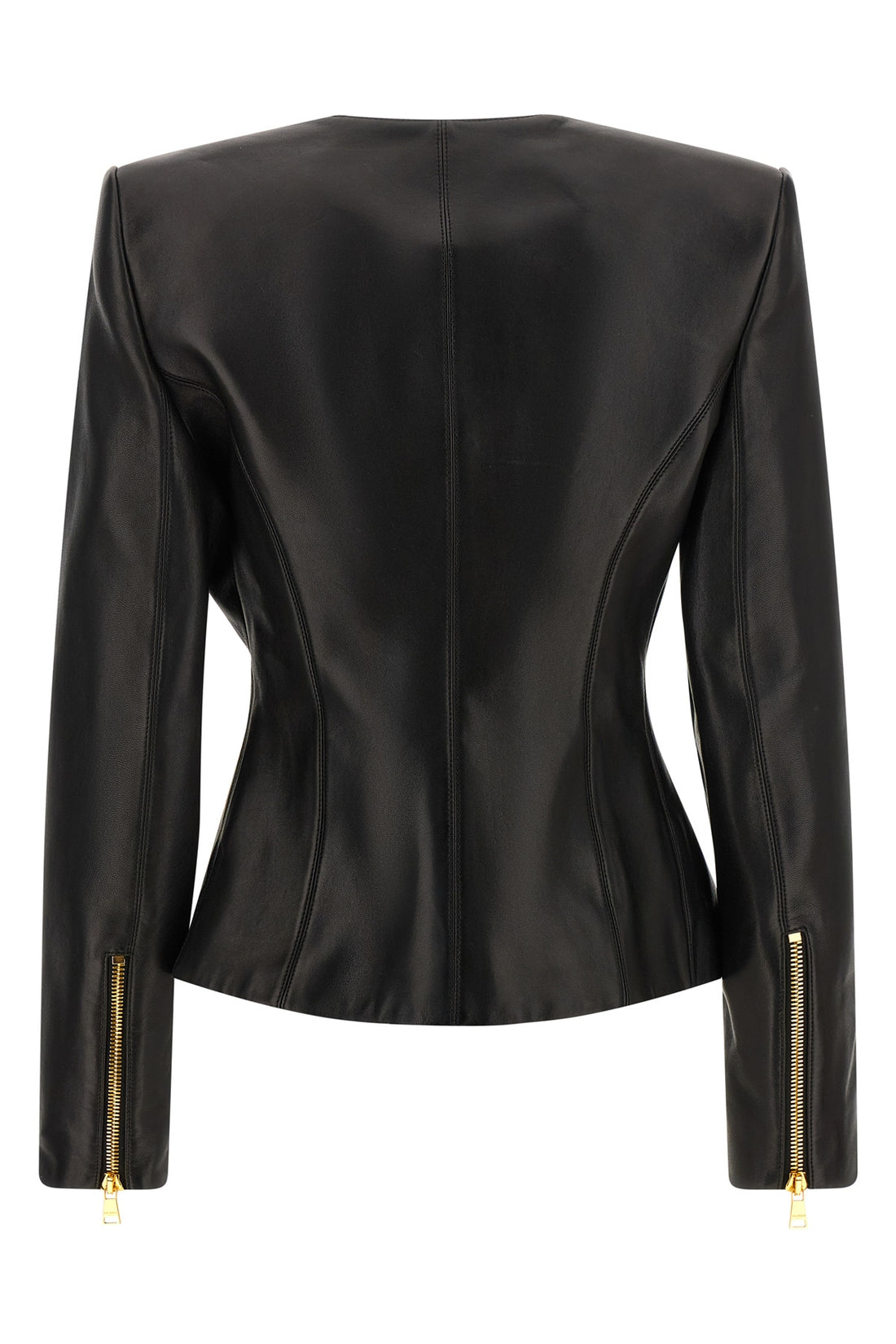 BALMAIN 34 balmains basque jacket in pure lambskin defines a sculptural silhouette through