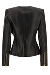 balmains basque jacket in pure lambskin defines a sculptural silhouette through
