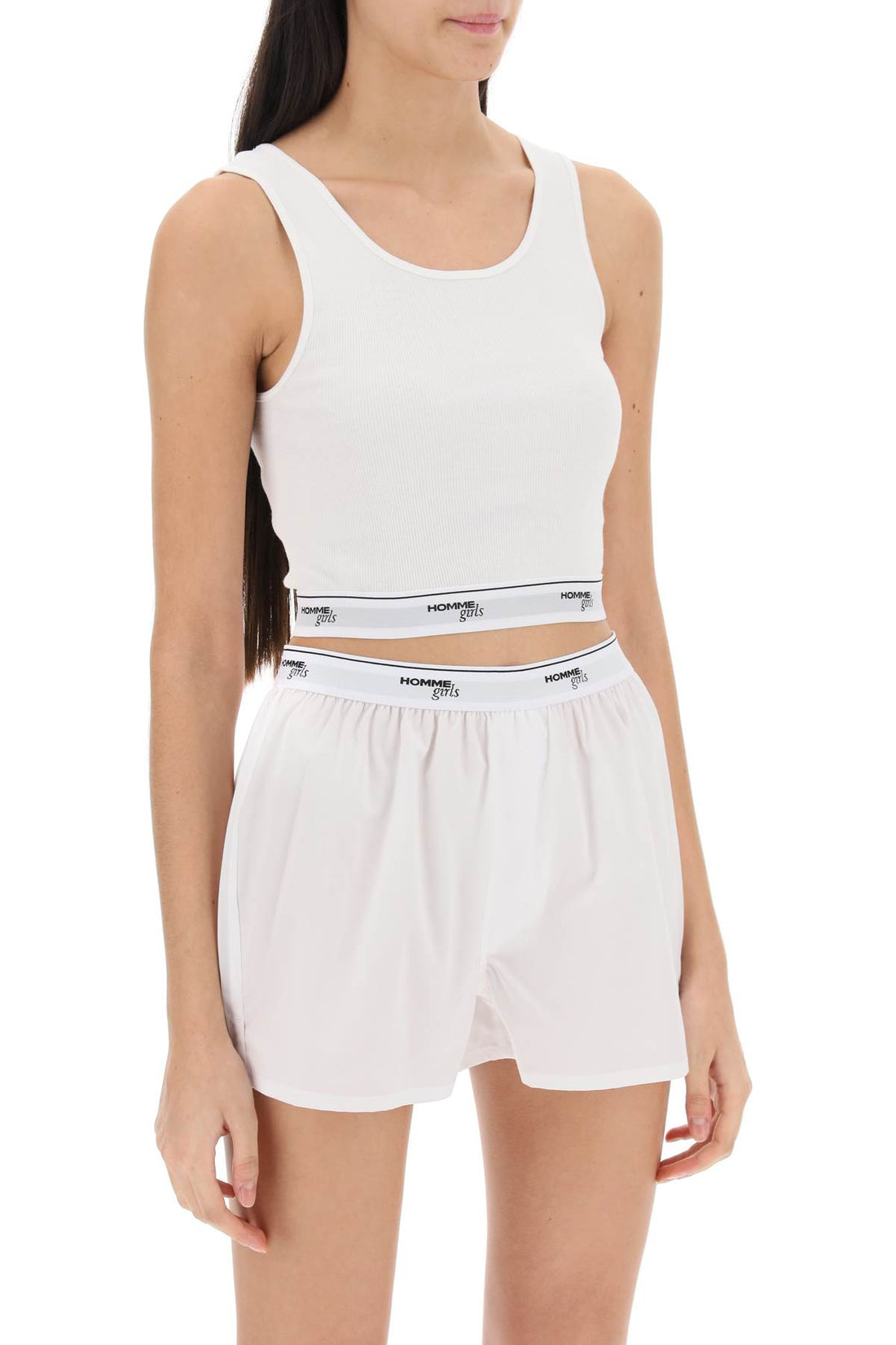 cotton crop top with logo band