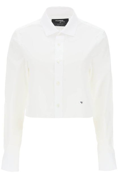 cotton twill cropped shirt