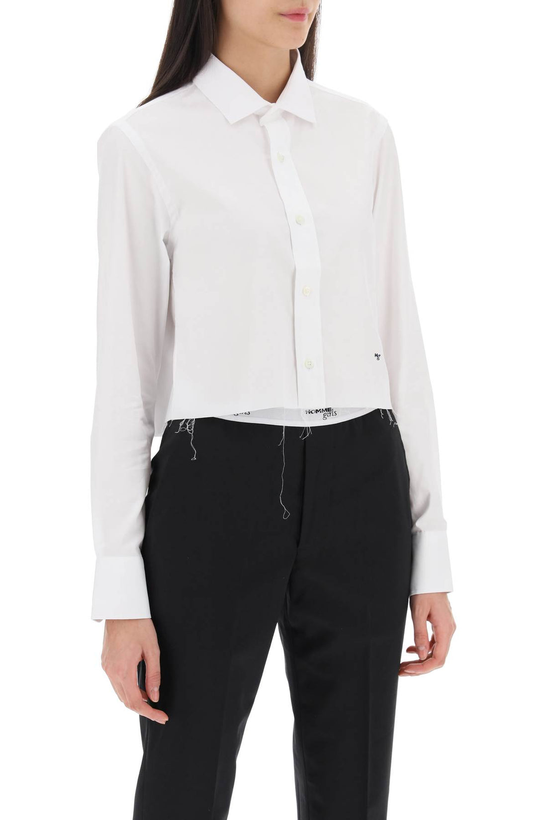 cotton twill cropped shirt