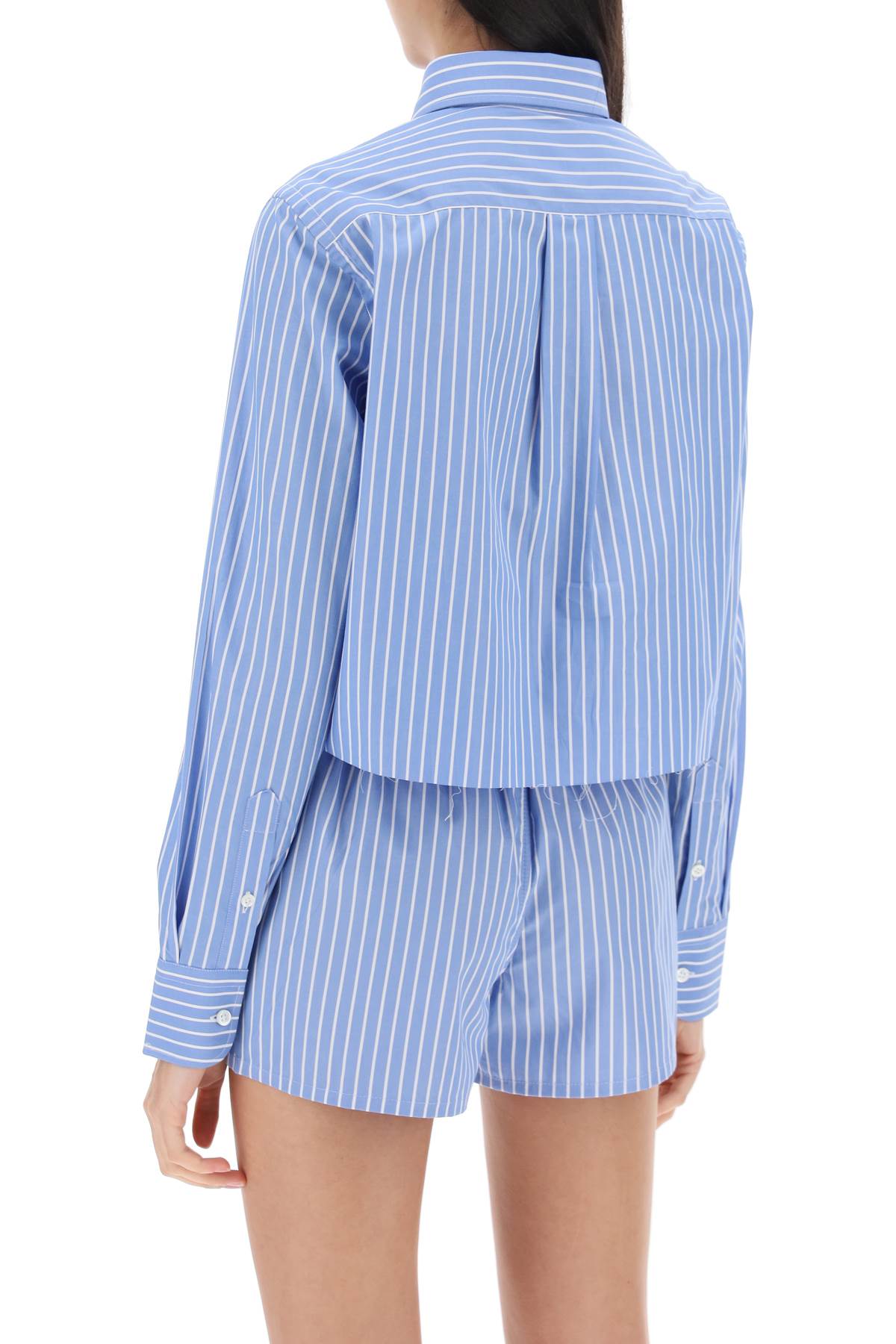 cropped striped poplin shirt