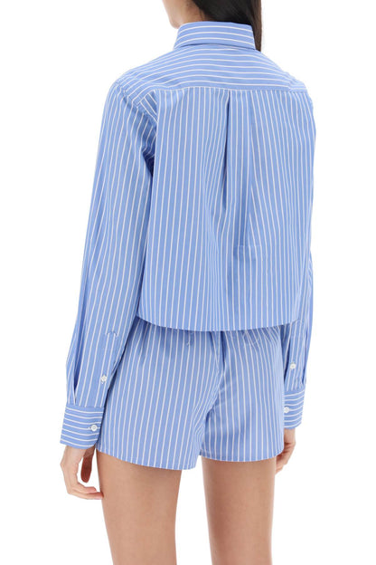 cropped striped poplin shirt