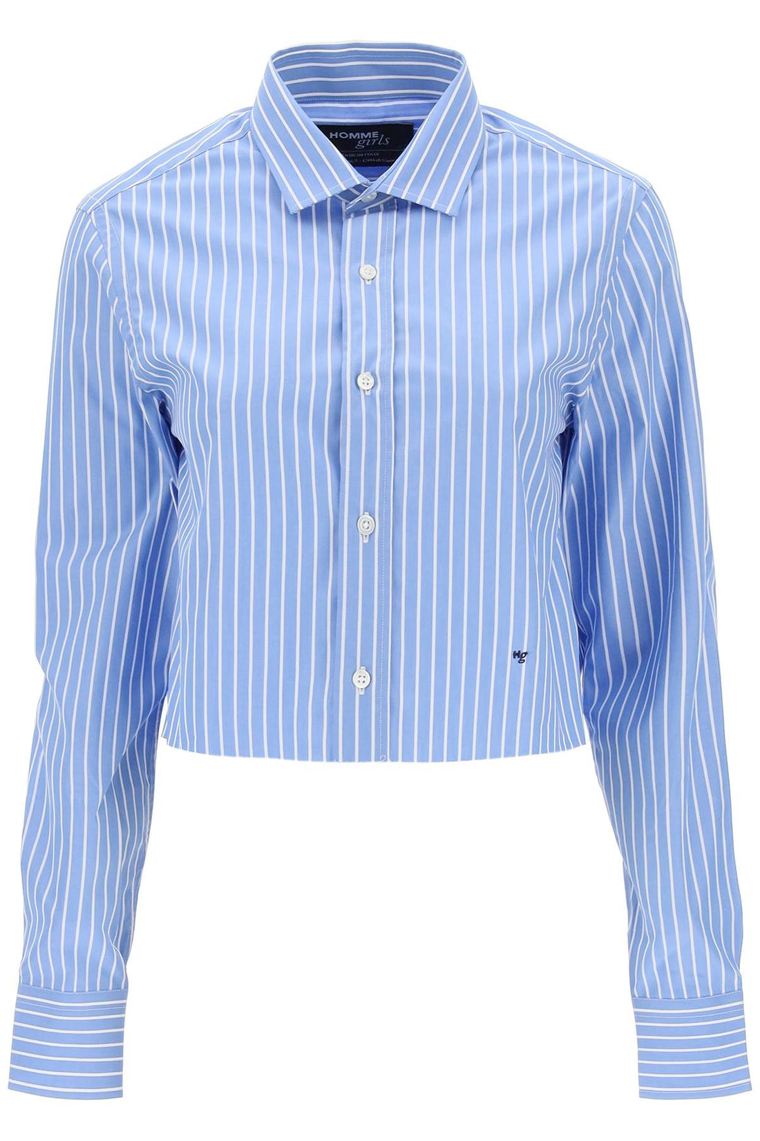 cropped striped poplin shirt