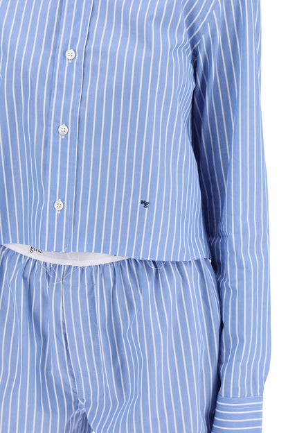 cropped striped poplin shirt