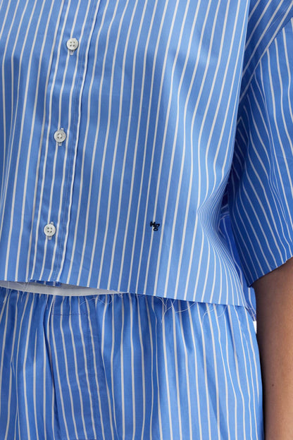 blue striped cotton shirt