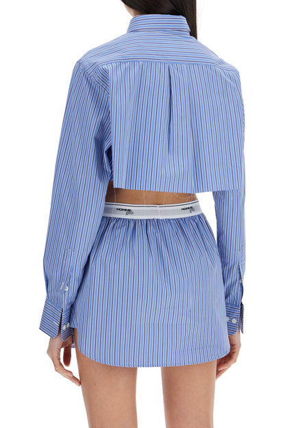 super cropped blue striped cotton shirt