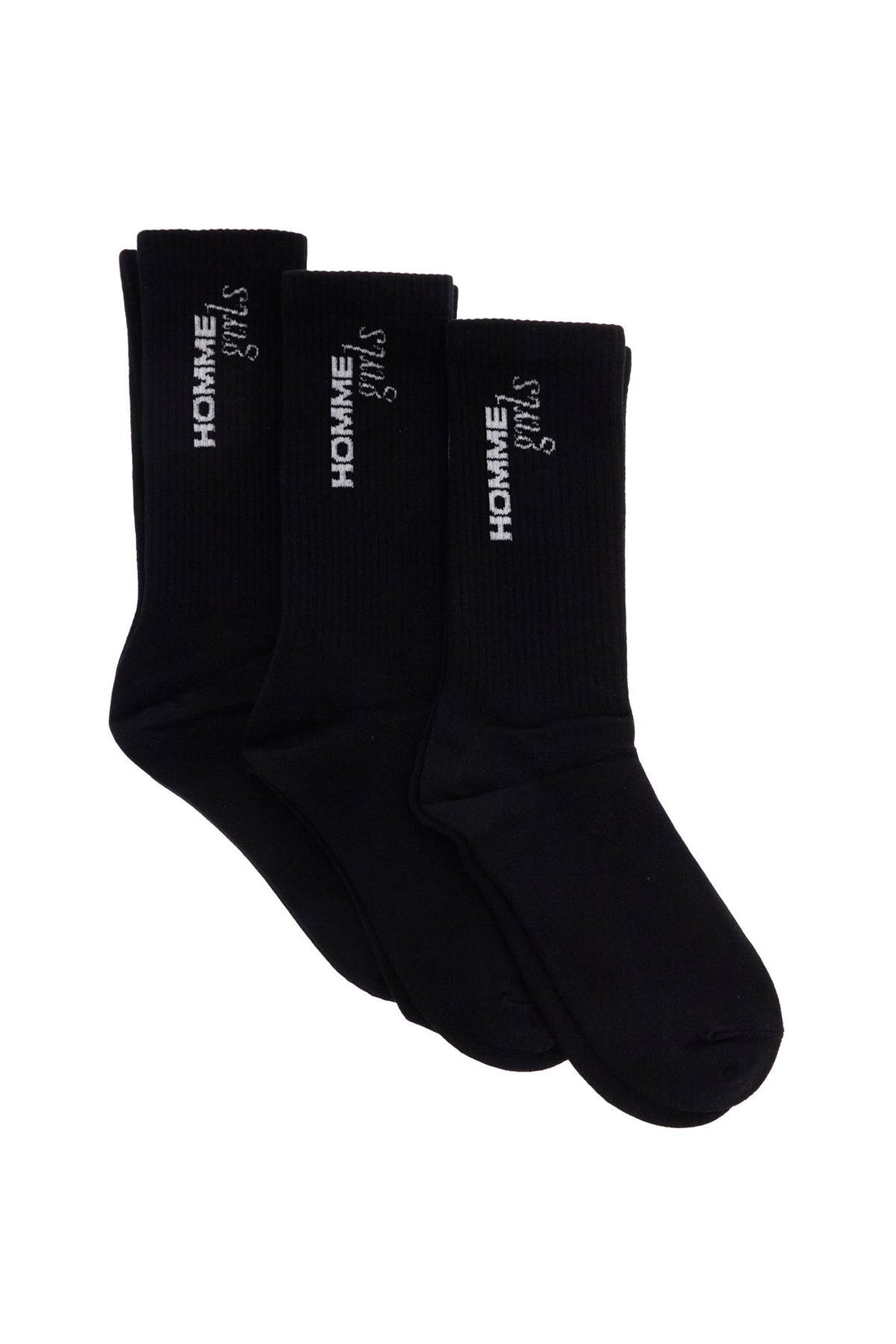 black medium cotton socks pack of 3 with embroidered logo