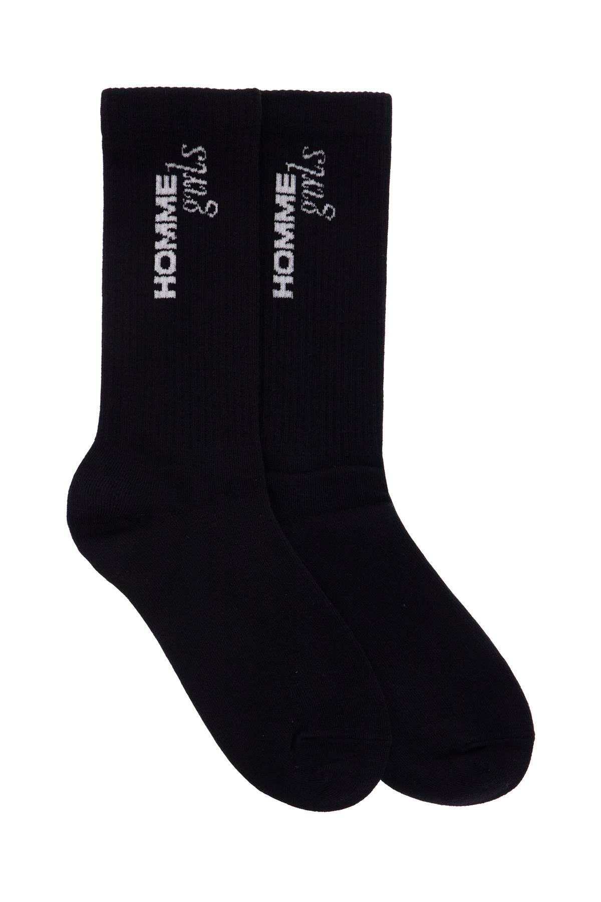 black medium cotton socks pack of 3 with embroidered logo