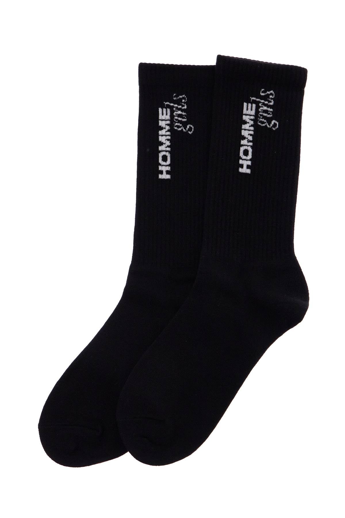 black medium cotton socks pack of 3 with embroidered logo