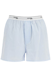 light blue high-waisted cotton boxer shorts