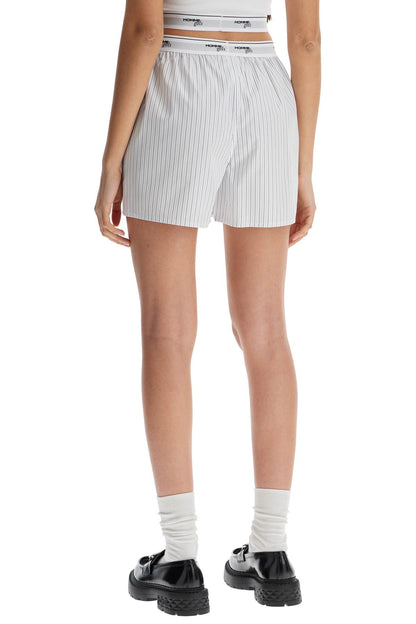 high-waisted beige striped cotton boxer