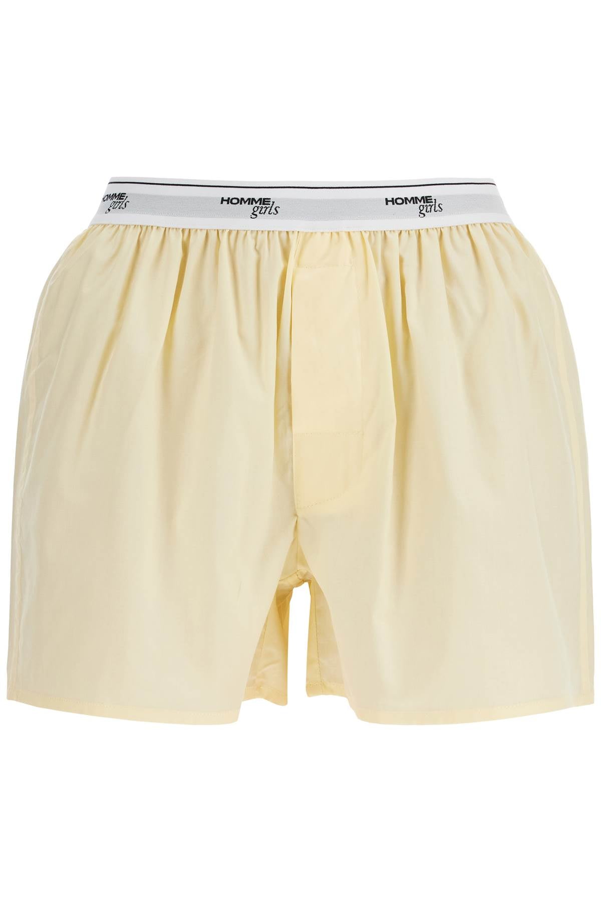 high-waisted pale yellow cotton boxer