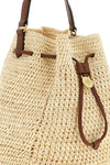 the mulberry bucket bag features a deconstructed silhouette made of crochet wove