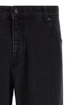 balmain jeans in washed black cotton denim