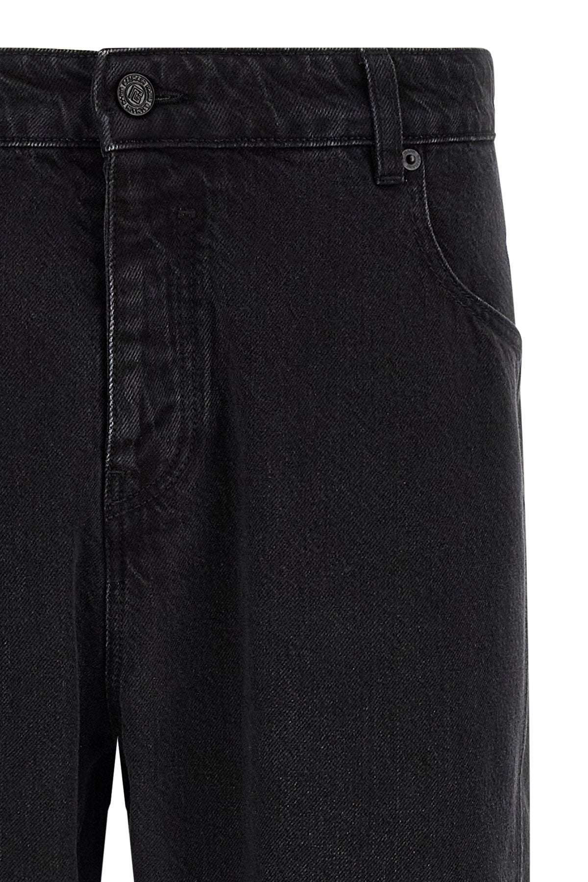 balmain jeans in washed black cotton denim