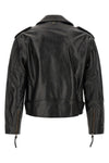 balmains biker jacket in black textured cowhide leather