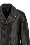 balmains biker jacket in black textured cowhide leather