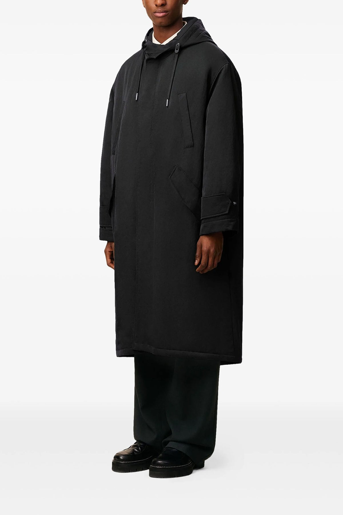 padded fabric long parka