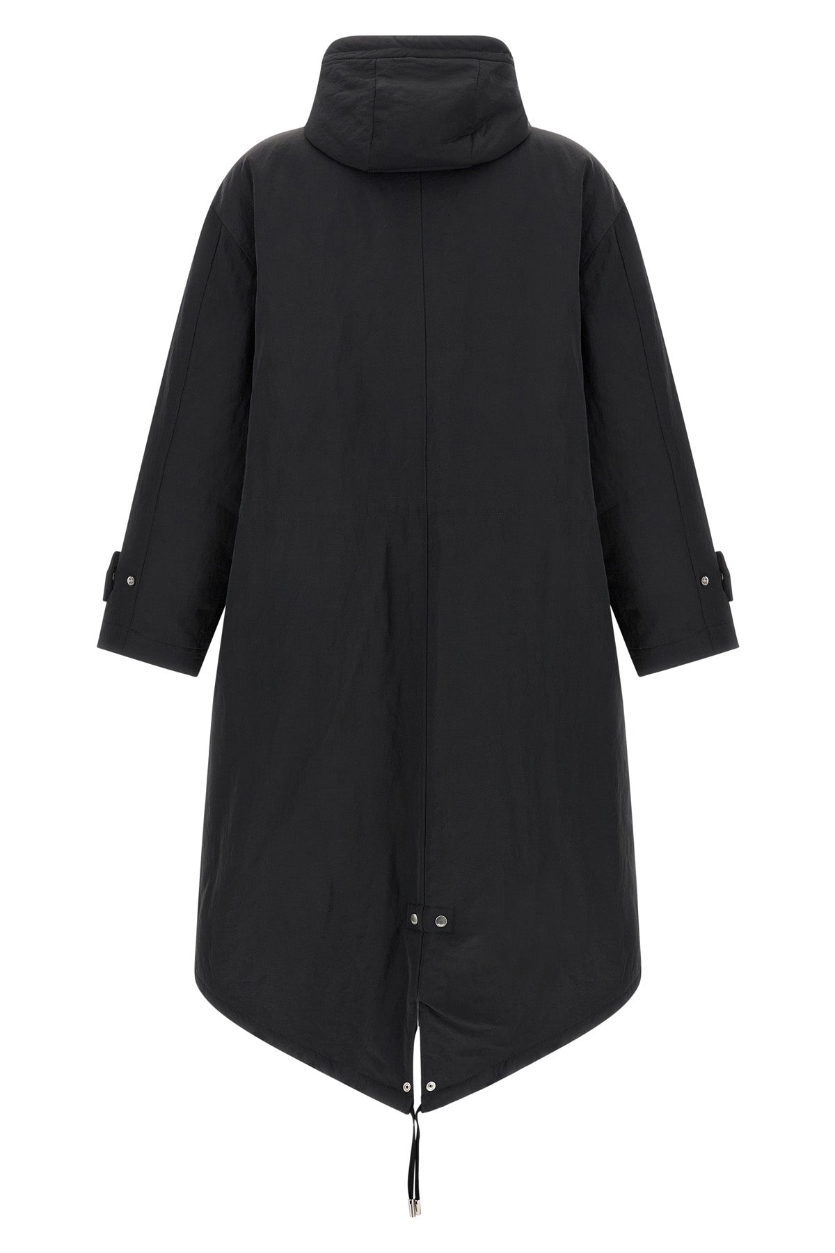 padded fabric long parka