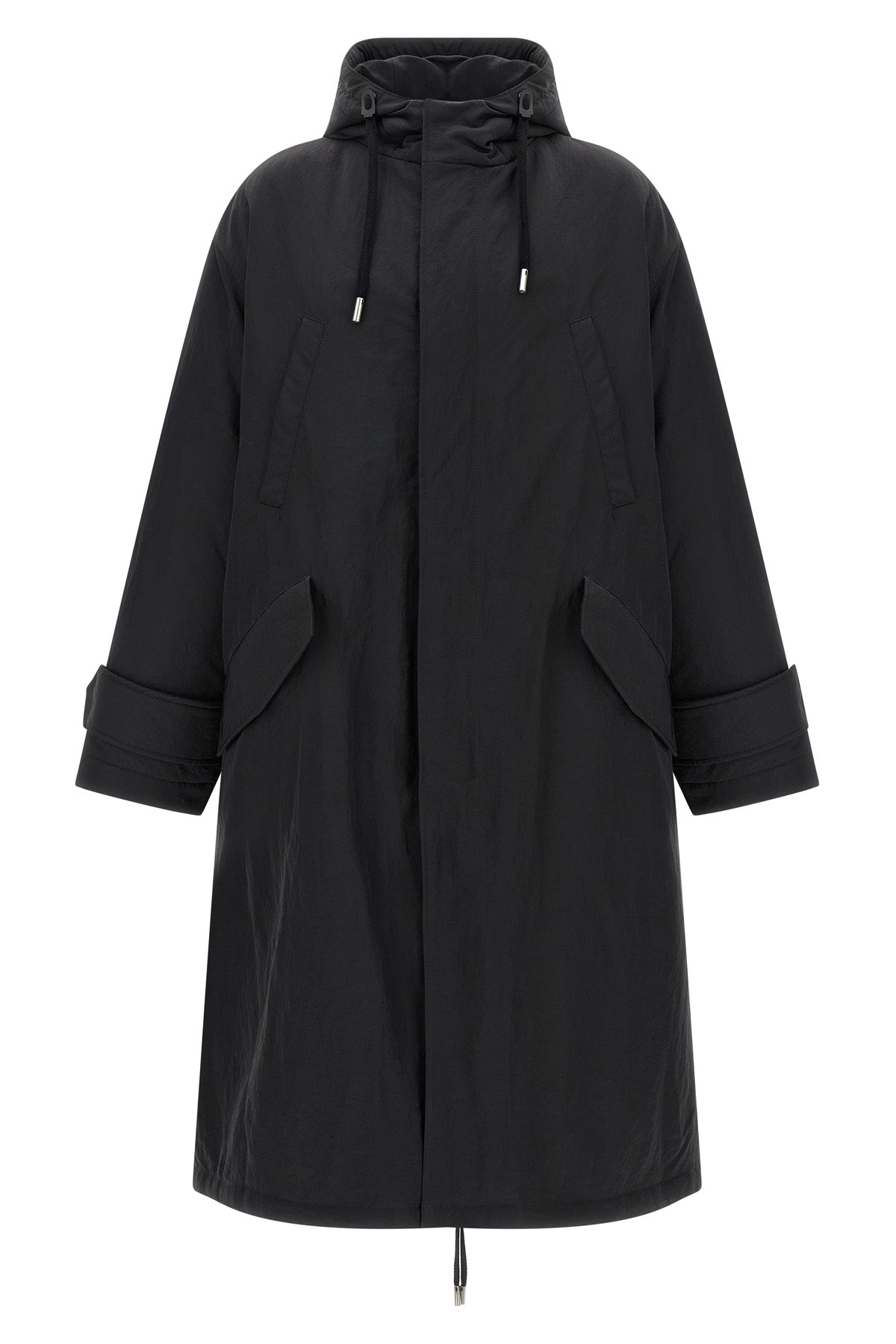 padded fabric long parka
